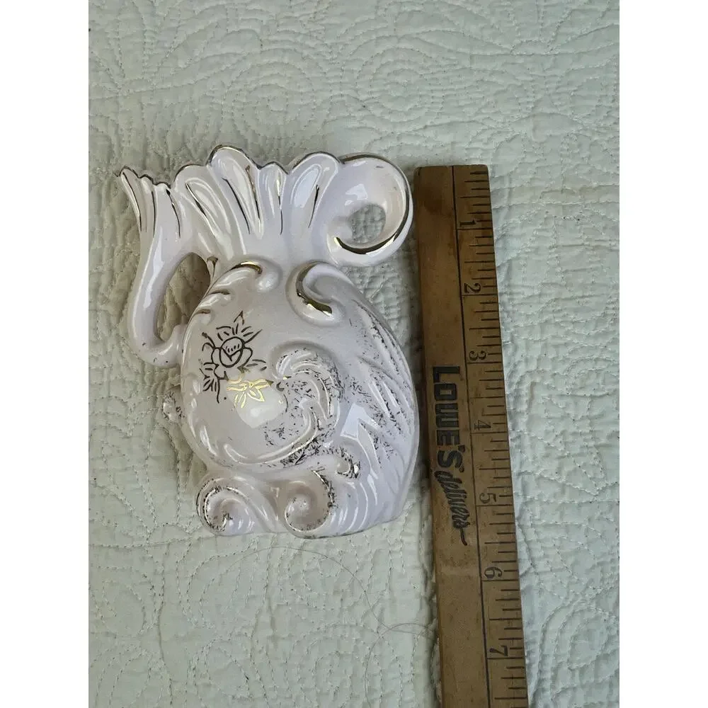 Vintage Porcelain Bud Vase Or Pitcher Gollld Trim 5